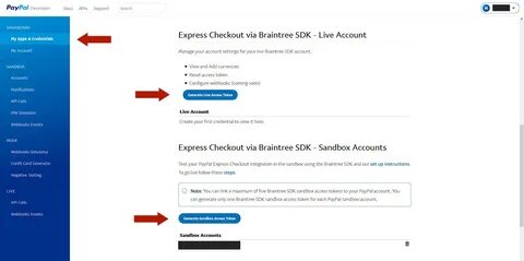 How to get Paypal Client ID and Secret Key