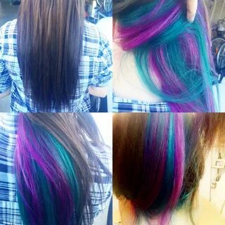 Peek-a-boo underneath purple and teal accent highlights. Can