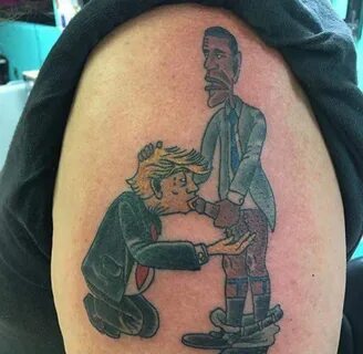 A Tattoo of Donald Trump sucking Obama’s Big Dick - Random N