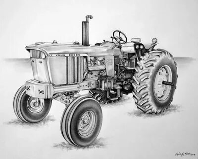 8x10 John Deere 4020 Print Pencil Drawing Art & Collectibles