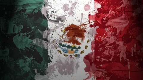 Абстракция мексиканский флаг красками Обои на рабочий стол