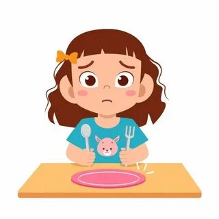 Cute Little Kid Girl Feel Hungry Want To Eat Art drawings fo