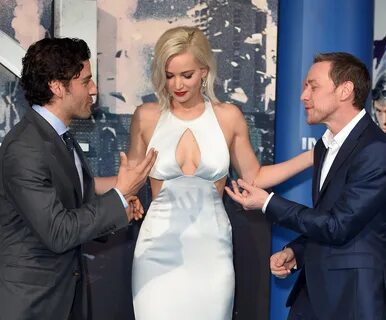 Jennifer Lawrence flashes her boobs again in see-through top