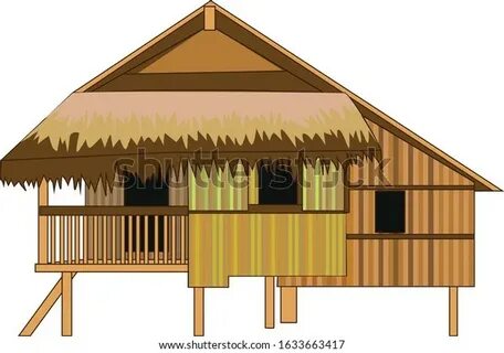 Vektor Stok Nipa Hut Bahay Kubo Traditional House (Tanpa Roy