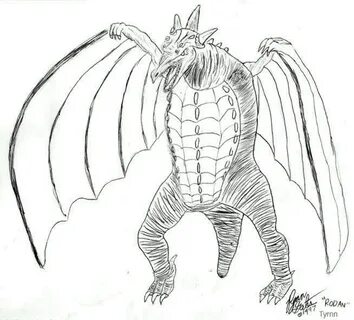 Rodan Coloring Godzilla Tyrnn Popular Sketch Coloring Page