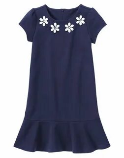 GYMBOREE Navy Blue Gem Applique Knit Ponte Sheath Party Dres