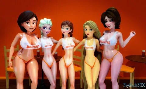 Helen, Elsa, Anna, Rapunzel, & Aunt Cass ... Disney Hentai T