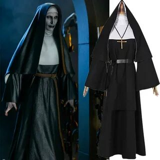 The Nun Demon Valak Halloween Cosplay Costume Dress Face Mas
