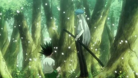 Gon meets Kite for the first time as a child. Hunter x hunte