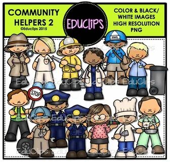 Community Helpers 2 Bundle (Color and B&W) - Edu Clips