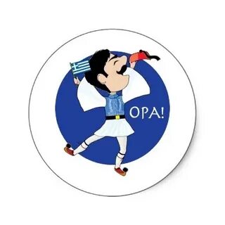 Greek Evzone dancing with Flag OPA! Classic Round Sticker Za