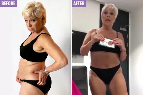 Denise Welch, 61, strips to her underwear to show off trim f