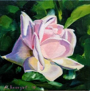 Original Oil Painting Art Rose flower pink rose realism image 0.