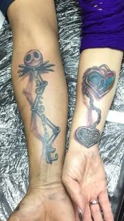 Matching jack and Sally tattoos Matching tattoos, Couple tat