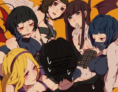 Safebooru - 1boy 5girls amamiya ren atlus black hair blonde 