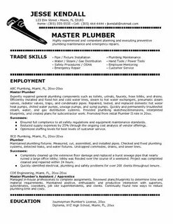 resume sample for plumber DANETTEFORDA Job cover letter, Job