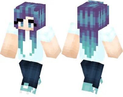 Cool Bluepurple Hair Girl Casual Minecraft Skin Minecraft Hu