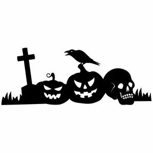 Silhouette Design Store: Graveyard Skull Scene Halloween vin
