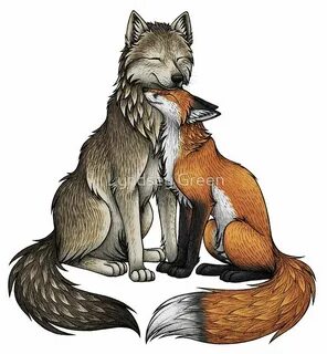 Wolf & Fox Photographic Print by Lyndsey Green Fox illustrat
