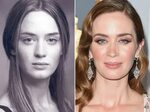 Emily Blunt, Before and After Lipstick art, Emily blunt, Bea