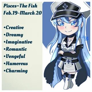 Pisces anime character Esdeath with zodiac traits Character,