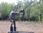 Turtle Swashbuckler Metal Sculpture Swordsman Yard Art Garde