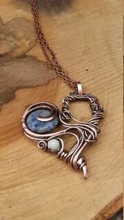 Heart wire wrapped pendant,Copper pendant, Copper wire heart