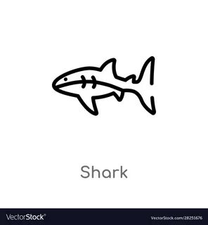 Outline shark icon isolated black simple line Vector Image