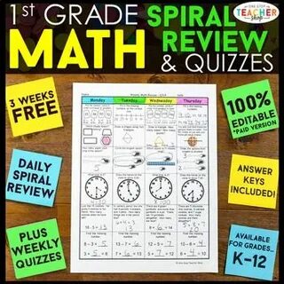 1st Grade Spiral Math Spiral Review & Quizzes 1st Grade Math