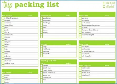 √ Free Printable Packing List Template Templateral