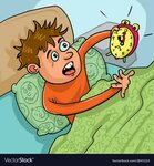 Boy waking up too late Royalty Free Vector Image
