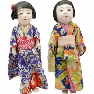 Lovely Pair of Japanese Ichimatsu Dolls Japanese outfits, Do