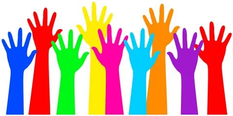 Rainbow Colored Raised Hands - Free Clip Art Clip art, Free 