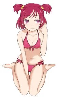 Safebooru - bad id barefoot bikini front-tie top hair bobble