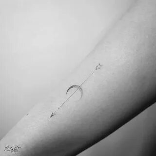Dotwork moon arrows Arrow tattoos for women, Small arrow tat