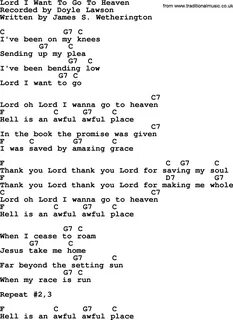 Lord I Want To Go To Heaven - Bluegrass lyrics with chords