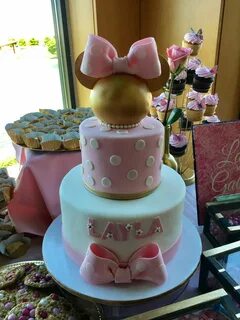Minnie Mouse pink & gold cake Minnie mouse birthday cakes, P