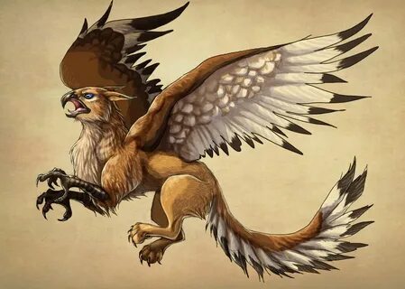 Red female Gryphon Warrior Mythical creatures art, Griffin m