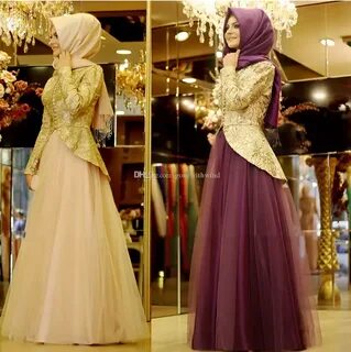 2016 Peplum Evening Dresses Hijab Set Arabic Kaftans Dresses