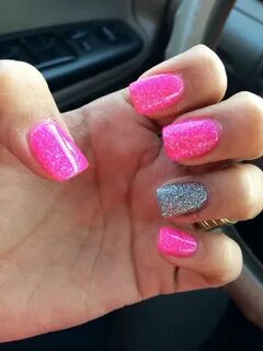 Hot Pink Nails With Glitter - Фото база