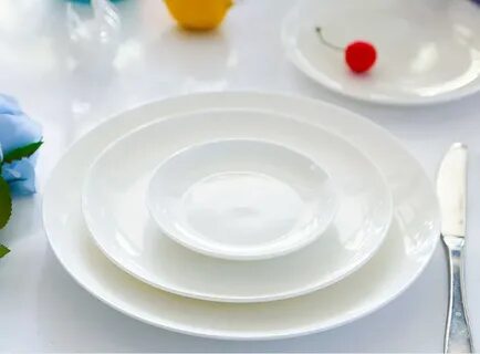 Haonai Bone China Dinner Plate Set 6"7"8"9"10" Flat Plate Wh