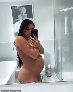 Marnie Simpson displays her eight month baby bump in Calvin 