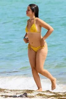 Camila Cabello - Spotted in a yellow two-piece bikini on the