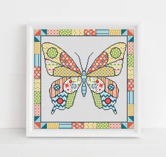Patchwork Butterfly Cross Stitch Pattern - Lucie Heaton Cros