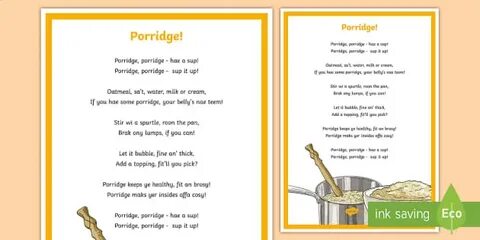 Porridge Poem - Scots Language Resources - Twinkl
