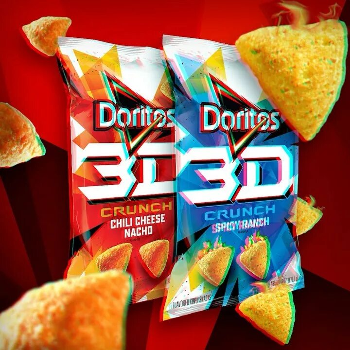 Try new Doritos 3D Crunch in Chili Cheese Nacho or Spicy Ranch and take you...