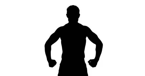 Muscular Silhouette Man Flexing Muscles On: стоковое видео (