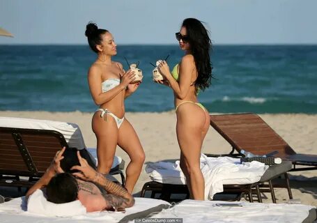 Bre Tiesi in thong bikini on the beach in Miami - February 2