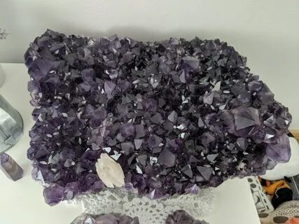 A huge Amethyst bed with specs of White Calcite i bought a f