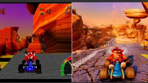 Dingo Canyon en Crash Team Racing Nitro-Fueled, el antes y d